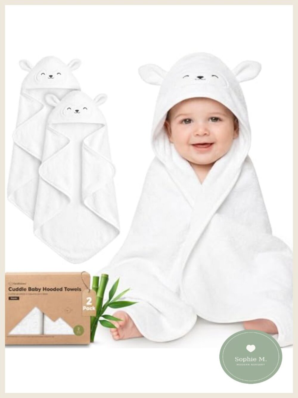 Hooded Baby Towel Set 2pk Viscose Derived from Bamboo 35x35